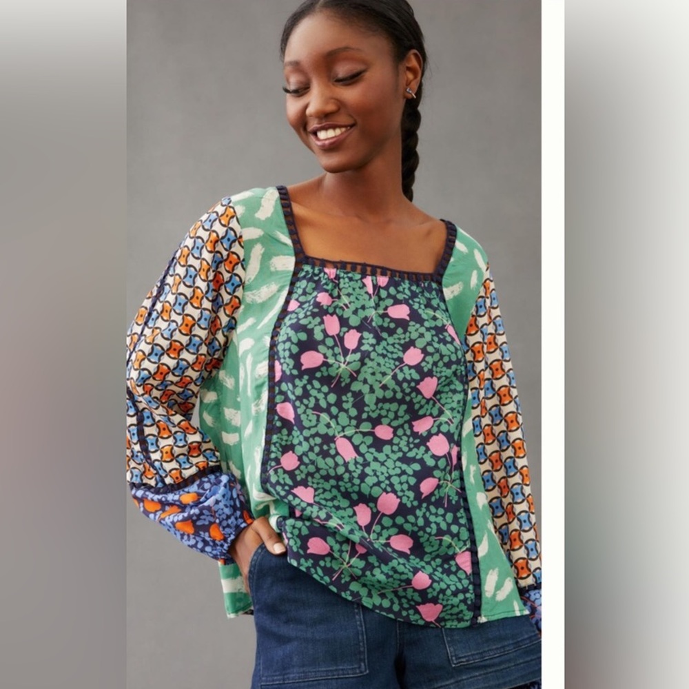 Anthropologie Maeve Printed Blouse L
